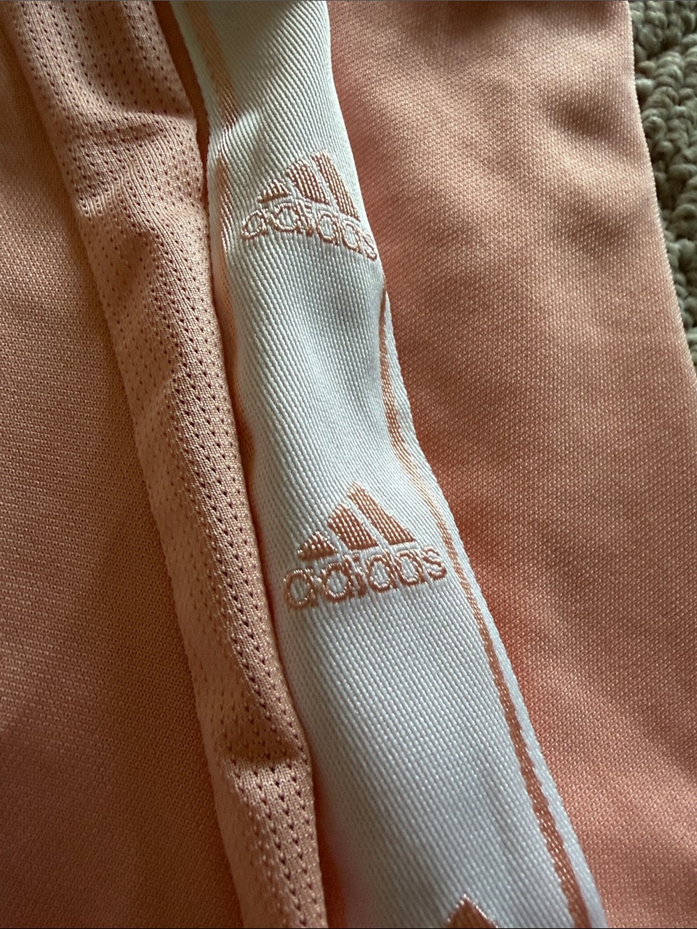 adidas Peach Pink Drawstring Joggers with White Side Stripes - Picture 5 of 5